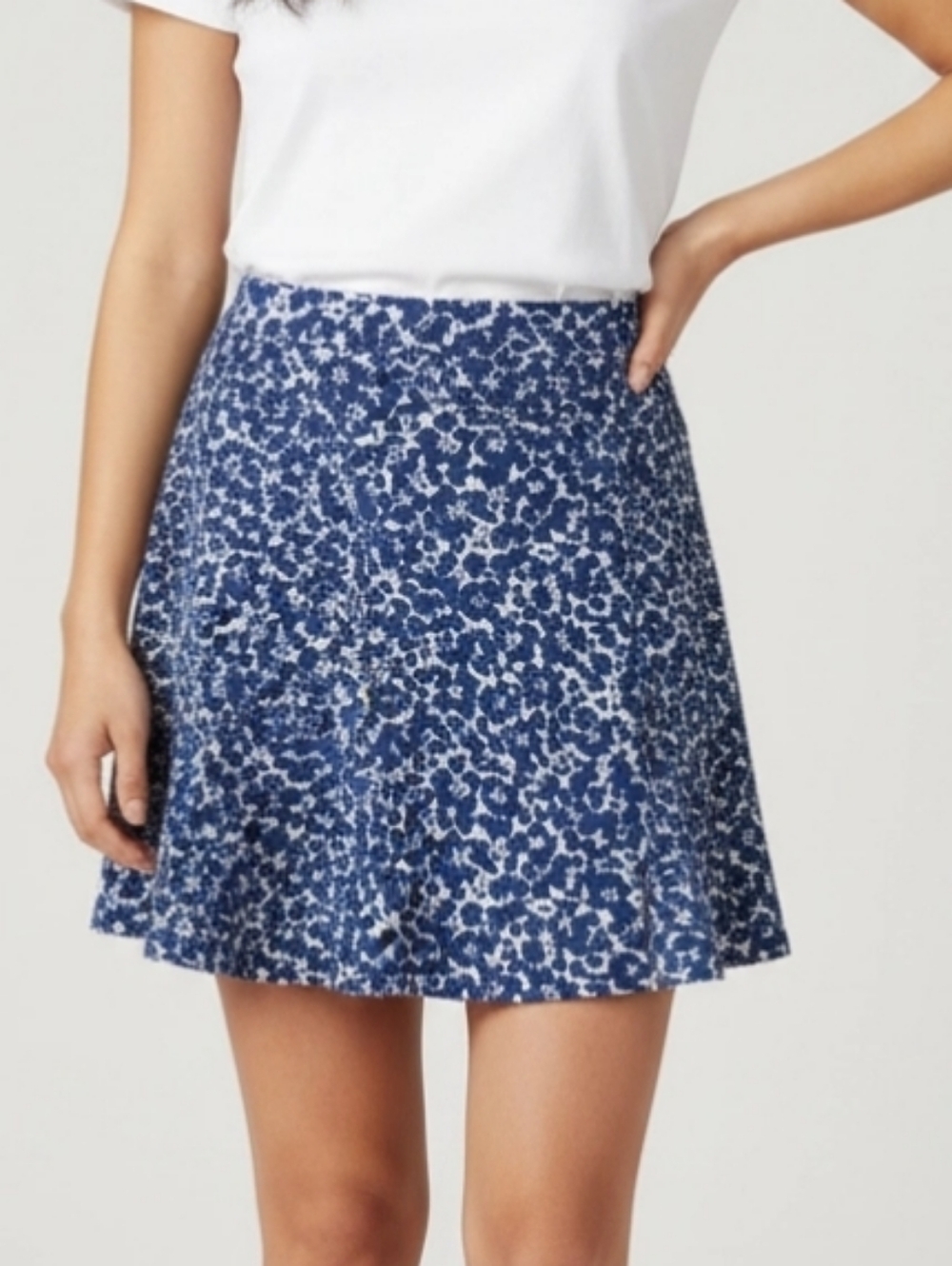Marine Layer Womens Mini Skirt Sz 0 Soft & Flowy Back Zip Closure White Blue